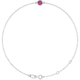 14K White Gold Natural Pink Tourmaline 6 1/2-7 1/2" Bracelet