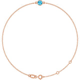 14K Rose Gold Natural Aquamarine 6 1/2-7 1/2" Bracelet