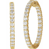 14K Yellow Gold 5 CTW Natural Diamond Inside-Outside Hinged 37.8 mm Hoop Earrings