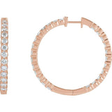 14K Rose Gold 5 CTW Lab-Grown Diamond Inside-Outside Hinged 37.8 mm Hoop Earrings