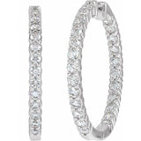 14K White Gold 5 CTW Lab-Grown Diamond Inside-Outside Hinged 37.8 mm Hoop Earrings