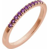 14K Rose Gold Natural Amethyst Stackable Rin