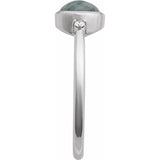 14K White Gold Natural Moss Agate & .03 CTW Natural Diamond Ring