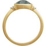 14K Yellow Gold Natural Moss Agate & .03 CTW Natural Diamond Ring