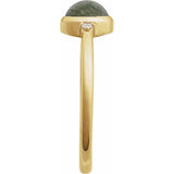 14K Yellow Gold Natural Moss Agate & .03 CTW Natural Diamond Ring