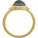 14K Yellow Gold Natural Moss Agate & .03 CTW Natural Diamond Ring