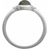 14K White Gold Natural Moss Agate & .03 CTW Natural Diamond Ring