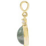 14K Yellow Gold 8x6 mm Natural Moss Agate & .03 CTW Natural Diamond Pendant