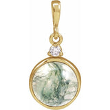14K Yellow Gold 8 mm Natural Moss Agate & .03 CTW Natural Diamond Pendant