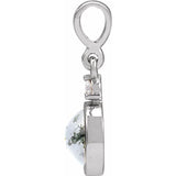 Sterling Silver 6 mm Natural Moss Agate & .03 CTW Natural Diamond Pendant