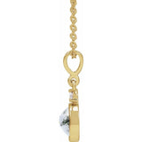 14K Yellow Gold 6 mm Natural Moss Agate & .03 CTW Natural Diamond 16-18" Necklace