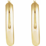 14K Yellow Gold Round Tube 30 mm Hoop Earrings