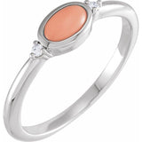 Platinum Natural Pink Coral & .03 CTW Natural Diamond Ring