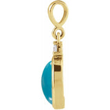 14K Yellow Gold 10x8 mm Natural Turquoise & .03 CT Natural Diamond Cabochon Pendant