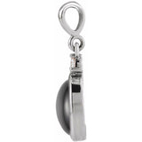 14K White Gold 9x7 mm Natural Black Onyx & .03 CT Natural Diamond Cabochon Pendant