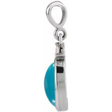 Sterling Silver 9x7 mm Natural Turquoise & .03 CT Natural Diamond Cabochon Pendant