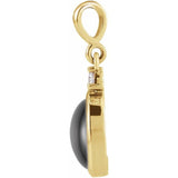 14K Yellow Gold 5x3 mm Natural Black Onyx & .02 CT Natural Diamond Cabochon Pendant