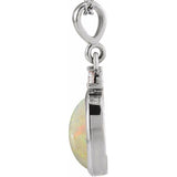 Platinum 5x3 mm Natural White Opal & .02 CT Natural Diamond Cabochon Pendant