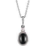 Platinum 12x10 mm Natural Black Onyx & .03 CT Natural Diamond 16-18" Necklace