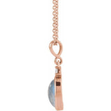 14K Rose Gold 10x8 mm Natural Rainbow Moonstone & .03 CT Natural Diamond 16-18" Necklace