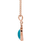 14K Rose Gold 5x3 mm Natural Turquoise & .03 CT Natural Diamond 16-18" Necklace