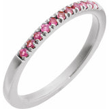Sterling Silver Natural Pink Tourmaline Stackable Ring