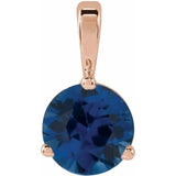 14K Rose Gold Lab-Grown Blue Sapphire Pendant