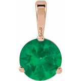 14K Rose Gold Lab-Grown Emerald Pendant