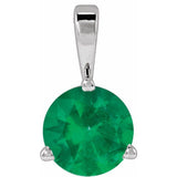 14K White Gold Lab-Grown Emerald Pendant