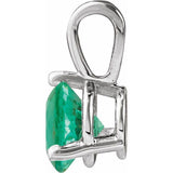 14K White Gold Lab-Grown Emerald Pendant