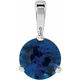 14K White Gold Lab-Grown Blue Sapphire Pendant