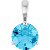 14K White Gold Lab-Grown Aqua Sapphire Pendant