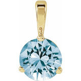 14K Yellow Gold Lab-Grown Aqua Sapphire Pendant
