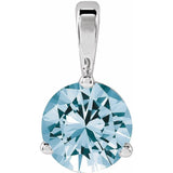 Platinum Lab-Grown Aqua Sapphire Pendant