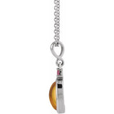 14K White Gold 8x6 mm Natural Citrine & Natural Pink Tourmaline 16-18" Necklace