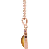 14K Rose Gold 5x3 mm Natural Citrine & Natural Pink Tourmaline 16-18" Necklace