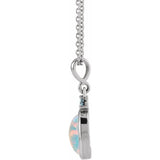 Sterling Silver 6x4 mm Lab-Grown White Opal & Natural London Blue Topaz 16-18" Necklace