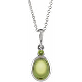 Platinum 8x6 mm Natural Peridot 16-18" Necklace