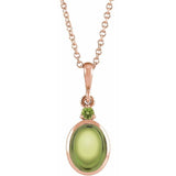 14K Rose Gold 8x6 mm Natural Peridot 16-18" Necklace