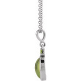 14K White Gold 5x3 mm Natural Peridot 16-18" Necklace
