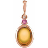 14K Rose Gold 5x3 mm Natural Citrine & Natural Pink Tourmaline Pendant