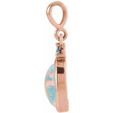 14K Rose Gold 5x3 mm Lab-Grown White Opal & Natural London Blue Topaz Pendant