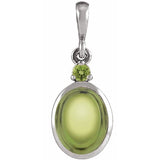 14K White Gold 5x3 mm Natural Peridot Pendant