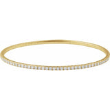 14K Yellow Gold 2 CTW Natural Diamond  Flexible Bangle 7" Bracelet