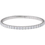 14K White Gold 5 CTW Natural Diamond  Flexible Bangle 7" Bracelet