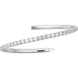 14K White Gold 5 CTW Natural Diamond Flexible Bangle 7" Bracelet