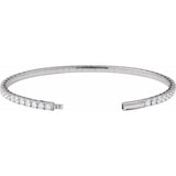 14K White Gold 5 CTW Natural Diamond Flexible Bangle 7" Bracelet