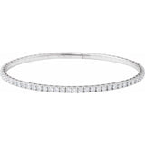 14K White Gold 3 CTW Lab-Grown Diamond Flexible Bangle 7" Bracelet