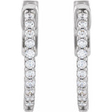 14K White Gold 1/3 CTW Lab-Grown Diamond Inside-Outside 15.5 mm Hinged Hoop Earrings