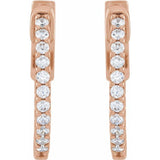 14K Rose Gold 1/3 CTW Lab-Grown Diamond Inside-Outside 15.5 mm Hinged Hoop Earrings